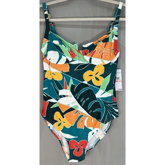 Vince Camaro One Piece Floral Hawaiian Underwire Support Swimsuit Size 10 NWT - Picture 2 of 8
